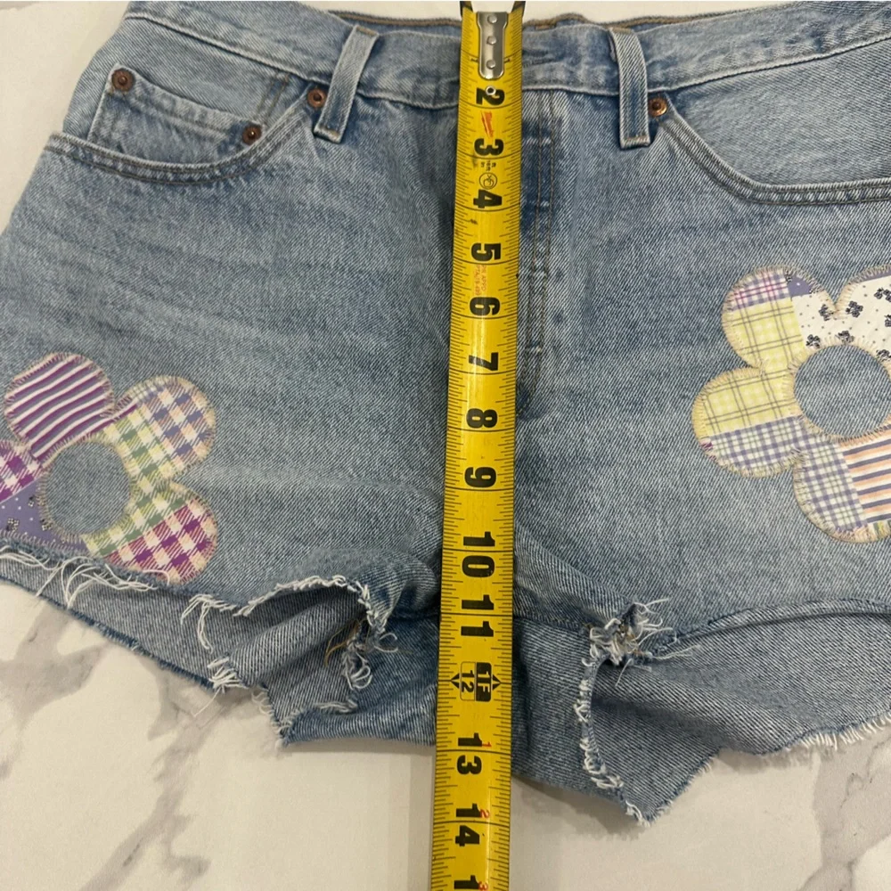 Levi's Premium 150 Anniversary Shorts Women Sz 29 501 Original Fit Patched Big E